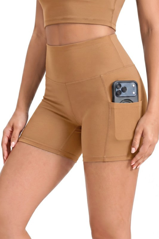 High-Rise Yoga Shorts With Side Pockets – Activewear Fit