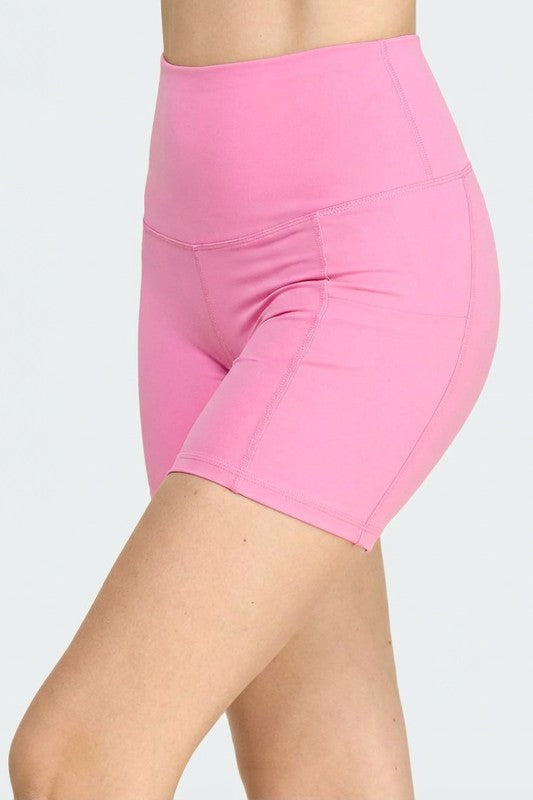 SH36 ACTIVEWEAR HIGH-RISE YOGA SHORTS WITH SIDE POCKETS