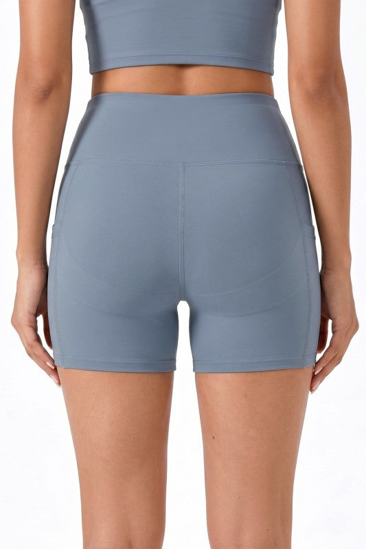 High-Rise Yoga Shorts With Side Pockets – Activewear Fit