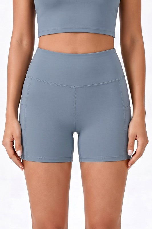 High-Rise Yoga Shorts With Side Pockets – Activewear Fit