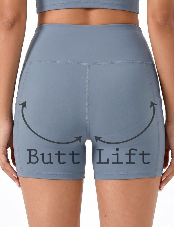 High-Rise Yoga Shorts With Side Pockets – Activewear Fit