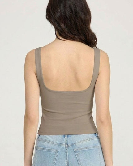 Crop Tank Top Square Neck – Fitted Stretch Slim Fit