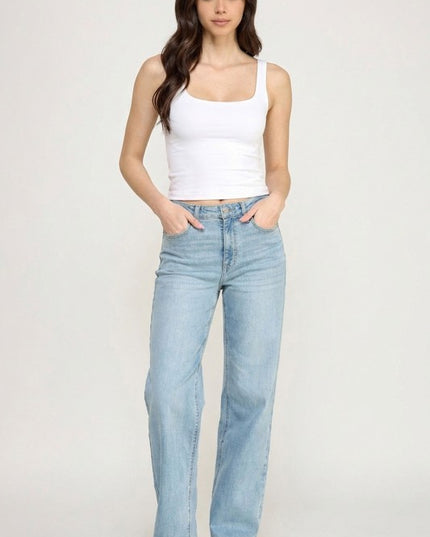 Crop Tank Top Square Neck – Fitted Stretch Slim Fit