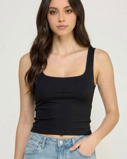 Crop Tank Top Square Neck – Fitted Stretch Slim Fit