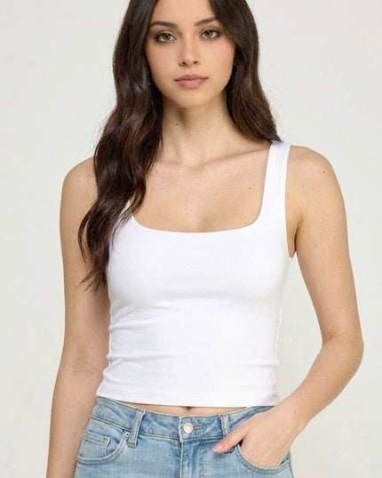 Crop Tank Top Square Neck – Fitted Stretch Slim Fit
