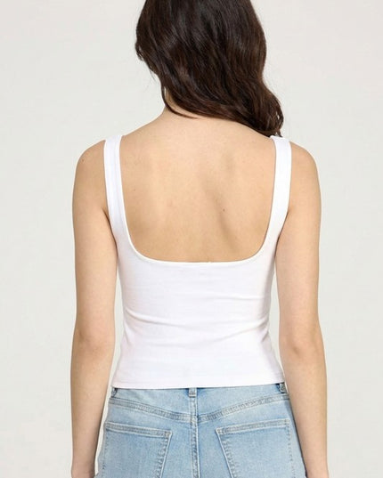 Crop Tank Top Square Neck – Fitted Stretch Slim Fit