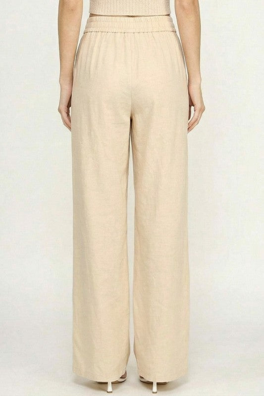 Wide Leg Pants Linen Blend – High Waist Relaxed Fit