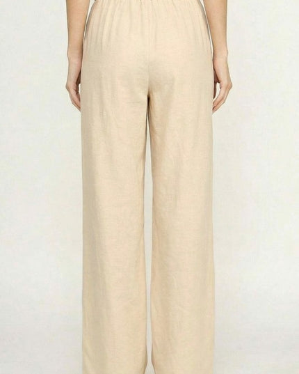 Wide Leg Pants Linen Blend – High Waist Relaxed Fit