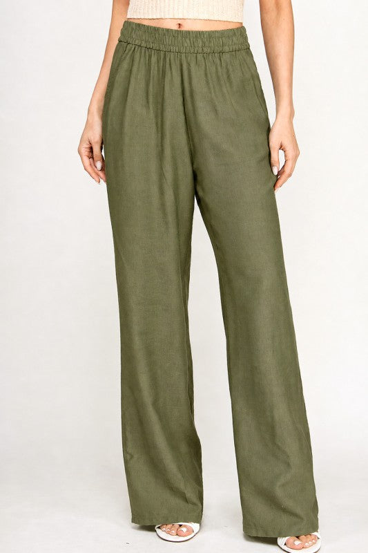 Wide Leg Pants Linen Blend – High Waist Relaxed Fit