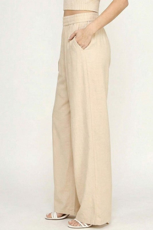 Wide Leg Pants Linen Blend – High Waist Relaxed Fit