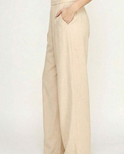 Wide Leg Pants Linen Blend – High Waist Relaxed Fit