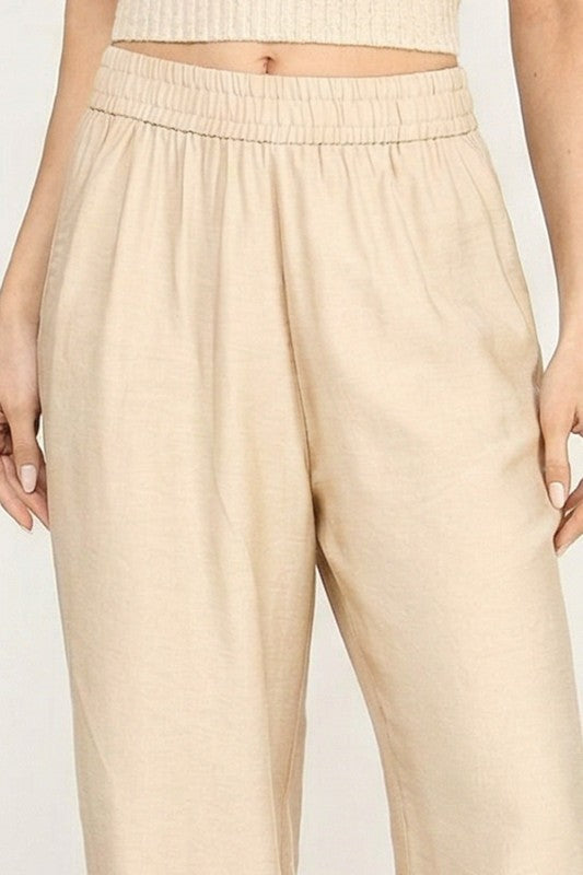 Wide Leg Pants Linen Blend – High Waist Relaxed Fit