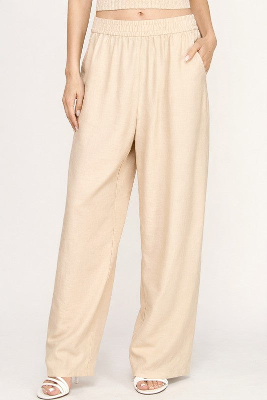 Wide Leg Pants Linen Blend – High Waist Relaxed Fit