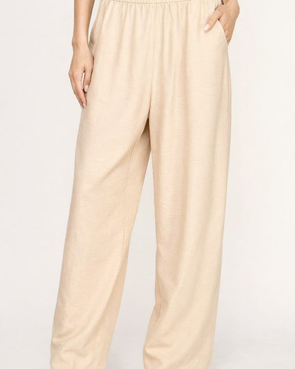 Wide Leg Pants Linen Blend – High Waist Relaxed Fit