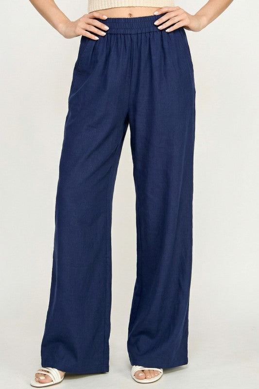 Wide Leg Pants Linen Blend – High Waist Relaxed Fit