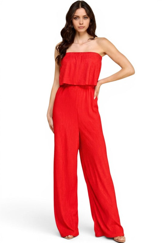 HK903 Off Shoulder Crinkle Jumpsuit – Chic Resort Look