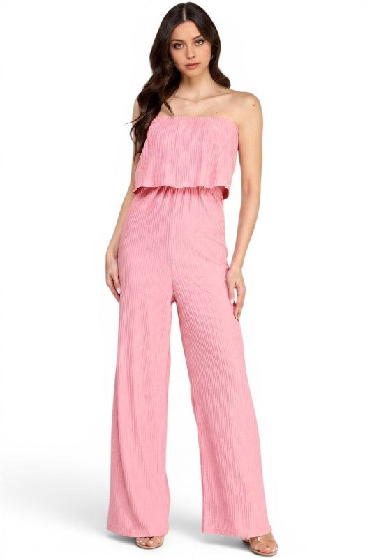 HK903 Off Shoulder Crinkle Jumpsuit – Chic Resort Look
