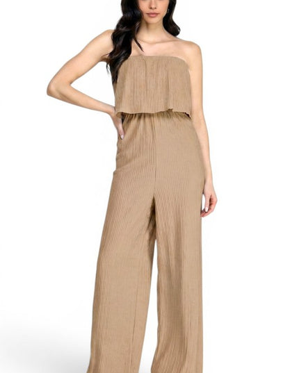 HK903 Off Shoulder Crinkle Jumpsuit – Chic Resort Look