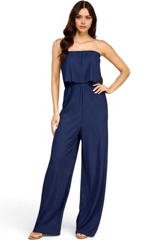 HK903 Off Shoulder Crinkle Jumpsuit – Chic Resort Look