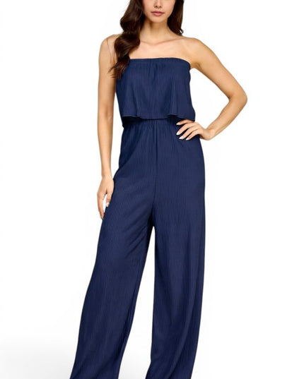 HK903 Off Shoulder Crinkle Jumpsuit – Chic Resort Look
