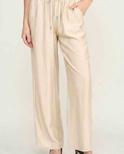 LELIS50 Silky Woven – Drawstring Wide Leg Pants