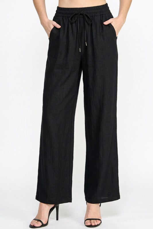 LELIS50 Silky Woven – Drawstring Wide Leg Pants