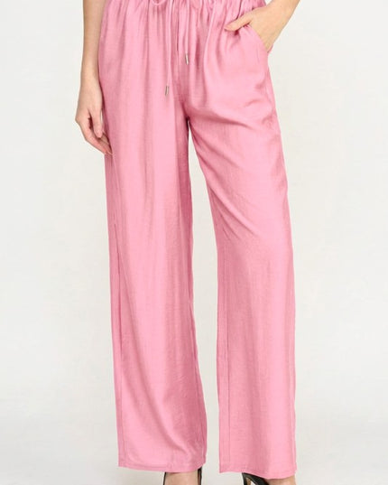 LELIS50 Silky Woven – Drawstring Wide Leg Pants
