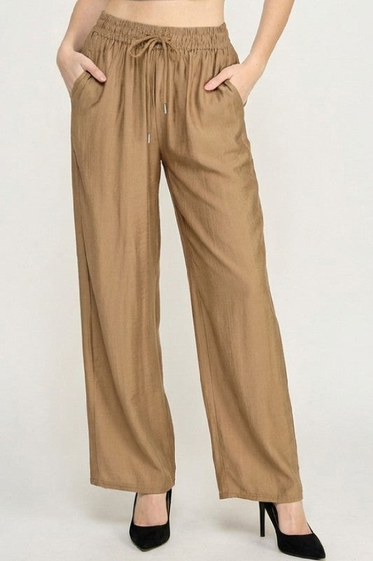 LELIS50 Silky Woven – Drawstring Wide Leg Pants