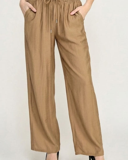 LELIS50 Silky Woven – Drawstring Wide Leg Pants