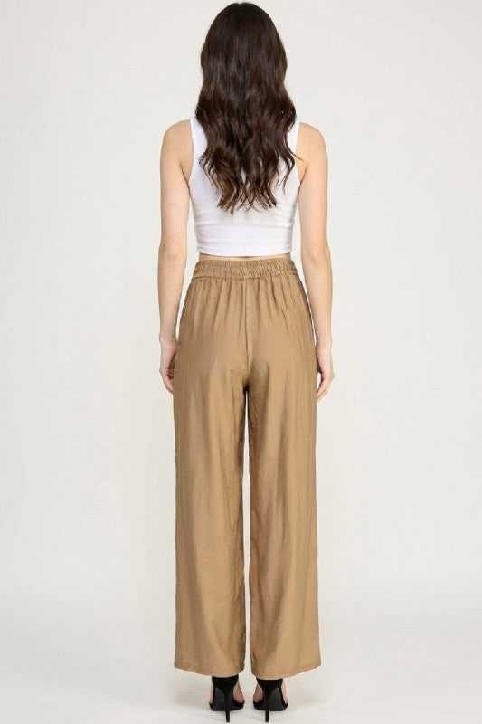 LELIS50 Silky Woven – Drawstring Wide Leg Pants