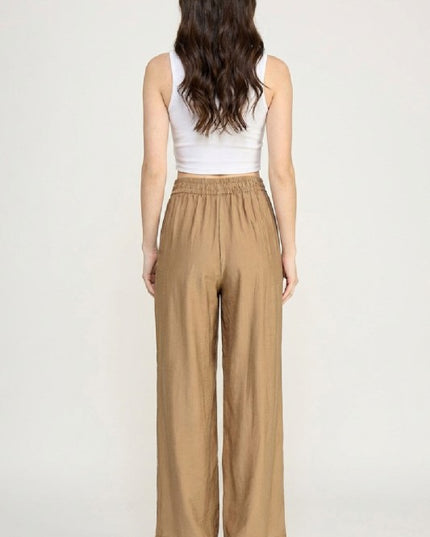 LELIS50 Silky Woven – Drawstring Wide Leg Pants