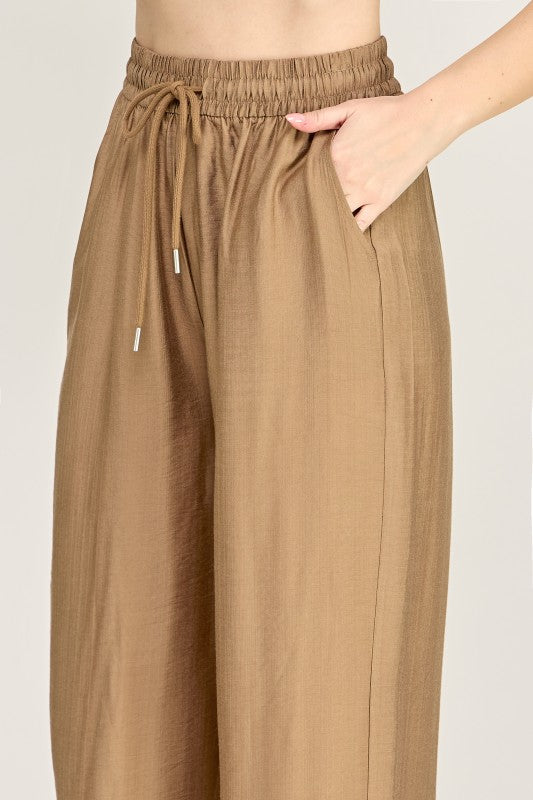 LELIS50 Silky Woven – Drawstring Wide Leg Pants