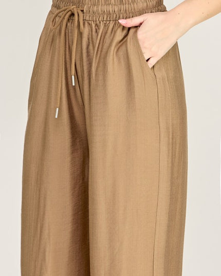 LELIS50 Silky Woven – Drawstring Wide Leg Pants