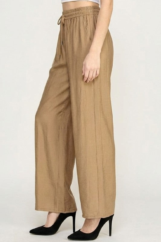 LELIS50 Silky Woven – Drawstring Wide Leg Pants