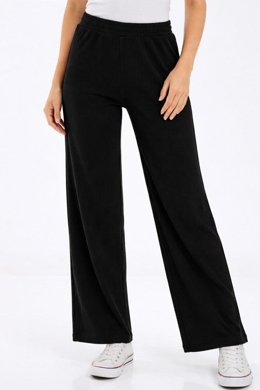 R10 SOLID FINE RIB STRAIGHT PANTS