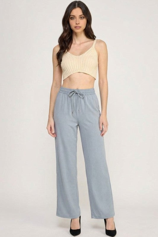 Crystal Sandstone Drawstring Pants – Relaxed Comfort Fit