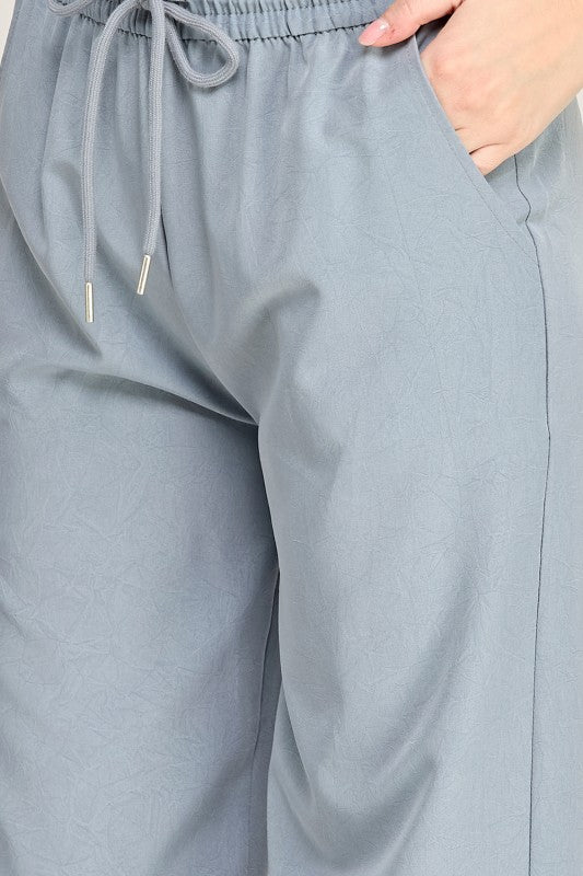 Crystal Sandstone Drawstring Pants – Relaxed Comfort Fit