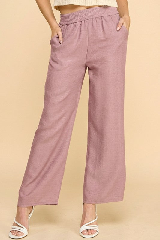 LELIS-01C LINEN INSPIRED STRAIGHT LEG PANTS
