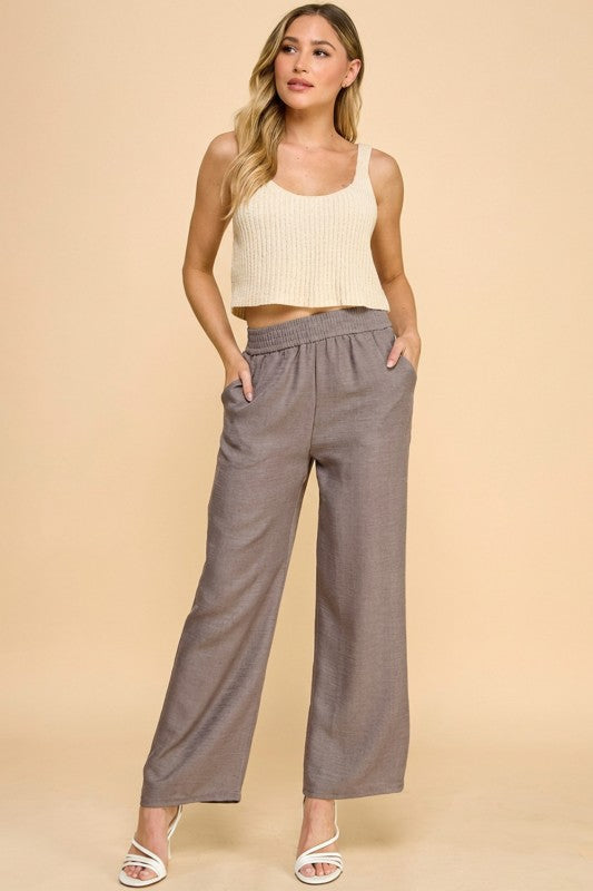 LELIS-01C LINEN INSPIRED STRAIGHT LEG PANTS