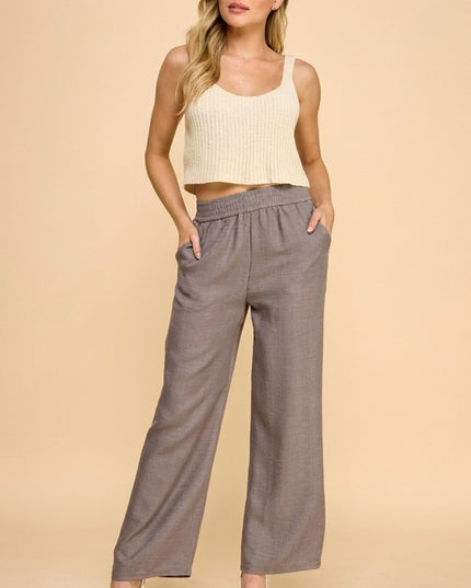LELIS-01C LINEN INSPIRED STRAIGHT LEG PANTS
