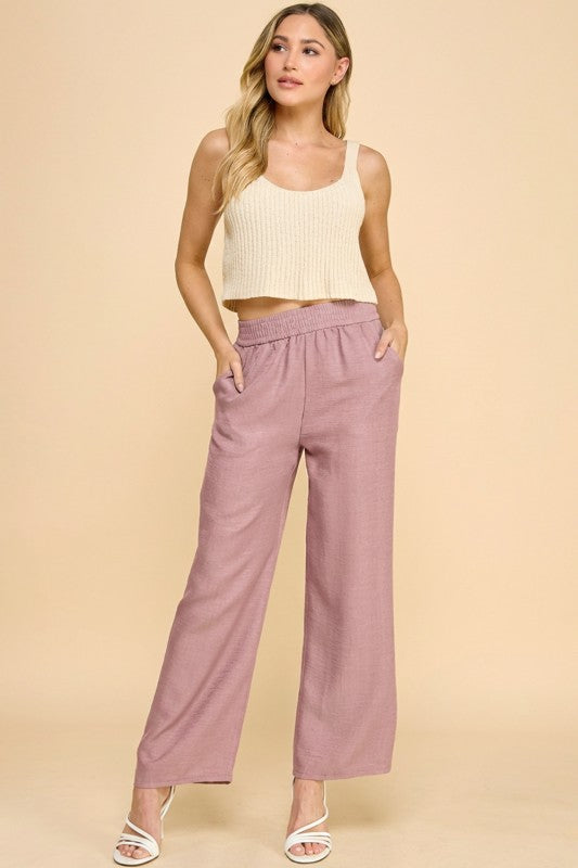 LELIS-01C LINEN INSPIRED STRAIGHT LEG PANTS