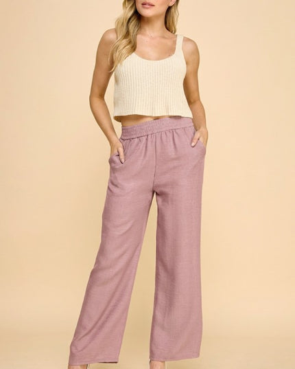 LELIS-01C LINEN INSPIRED STRAIGHT LEG PANTS