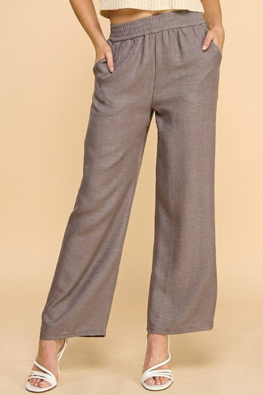 LELIS-01C LINEN INSPIRED STRAIGHT LEG PANTS