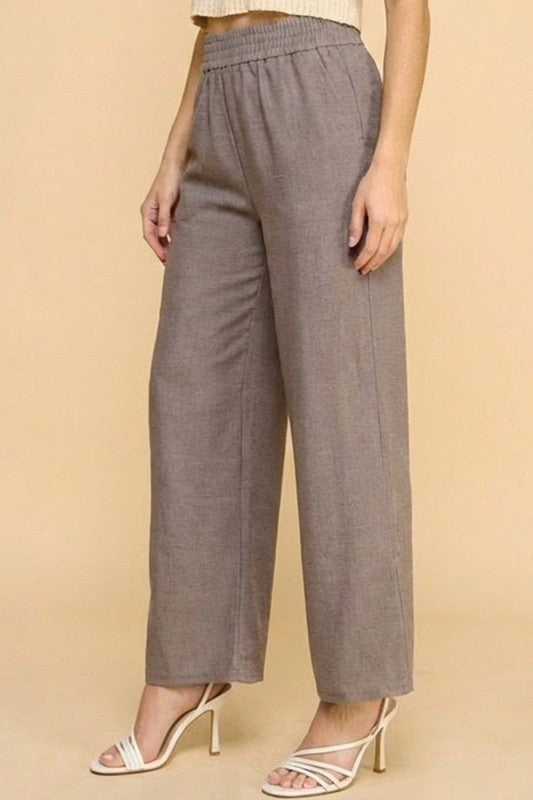 LELIS-01C LINEN INSPIRED STRAIGHT LEG PANTS