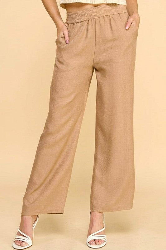 LELIS-01C LINEN INSPIRED STRAIGHT LEG PANTS