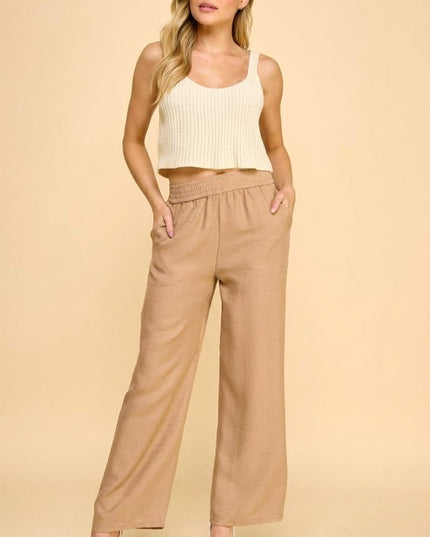LELIS-01C LINEN INSPIRED STRAIGHT LEG PANTS
