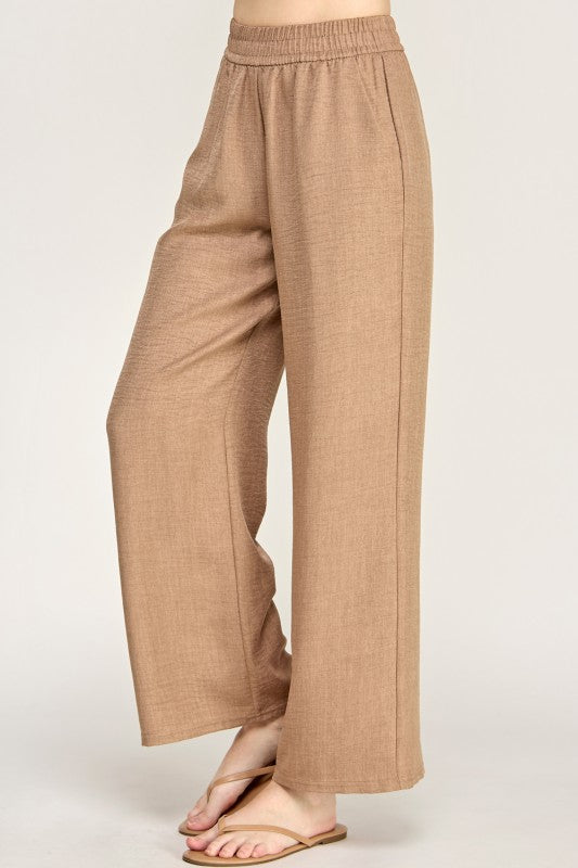 Linen Drawstring Pants – Relaxed Wide Leg Fit