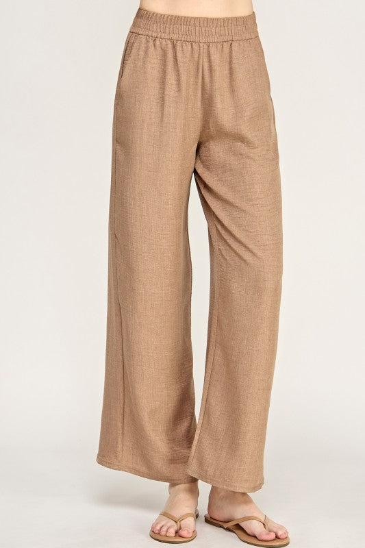 Linen Drawstring Pants – Relaxed Wide Leg Fit