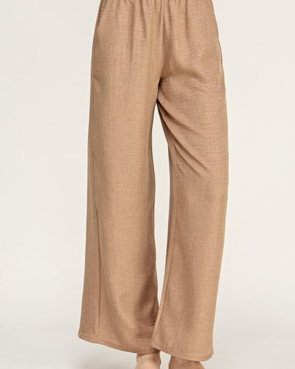 Linen Drawstring Pants – Relaxed Wide Leg Fit