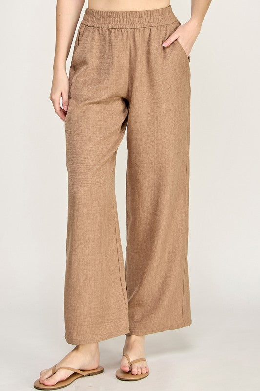Linen Drawstring Pants – Relaxed Wide Leg Fit